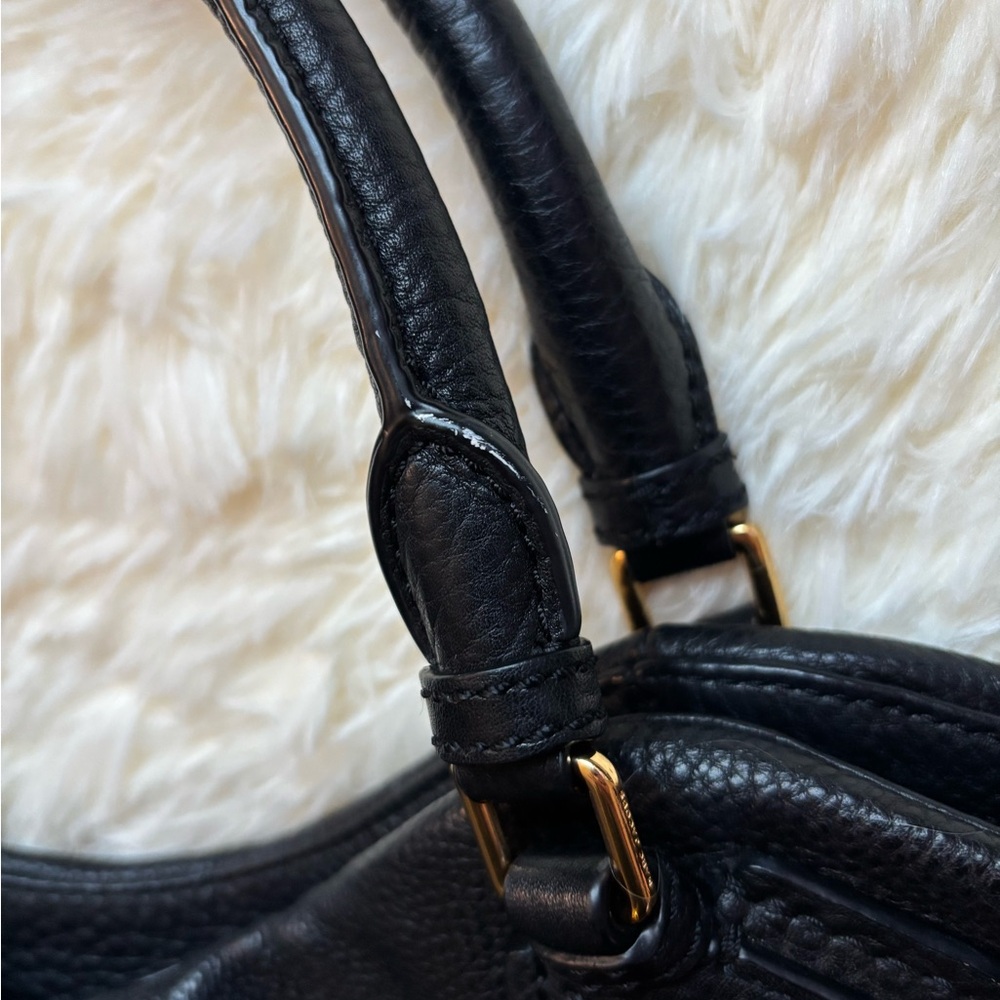 Marc Jacobs New York Black Pebbled Leather Tote Bag Gold Hardware - Picture 6 of 9